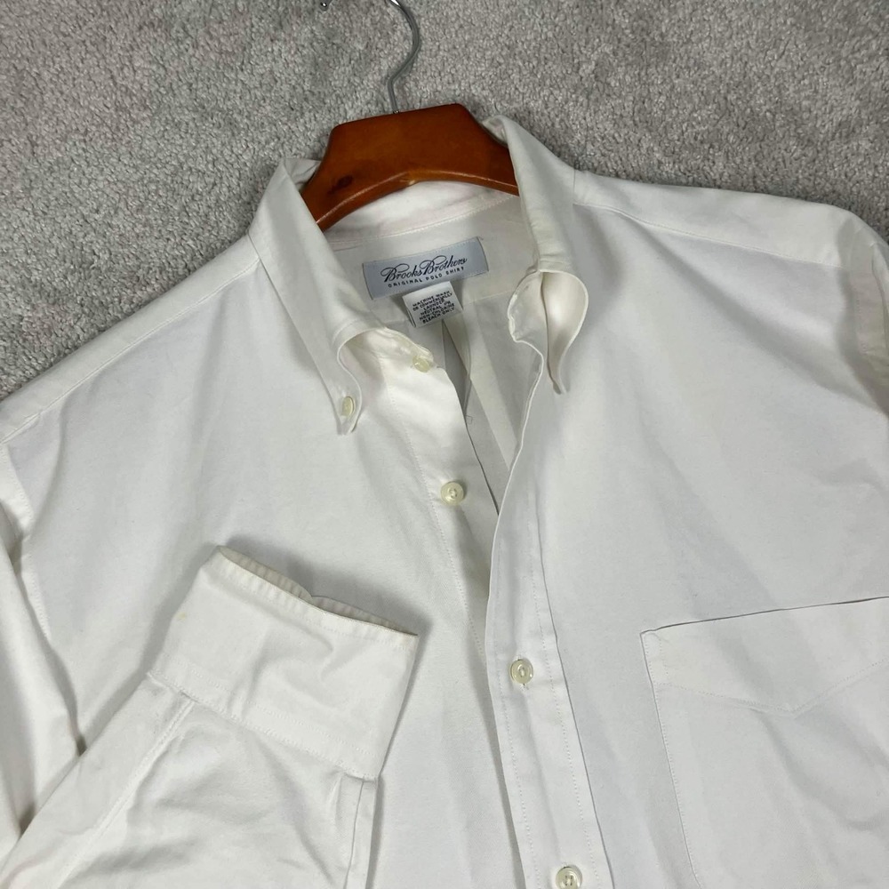 Vintage 90s Brooks Brothers OCBD Button Down Shirt Mens 15.5 33 White Ivy League
